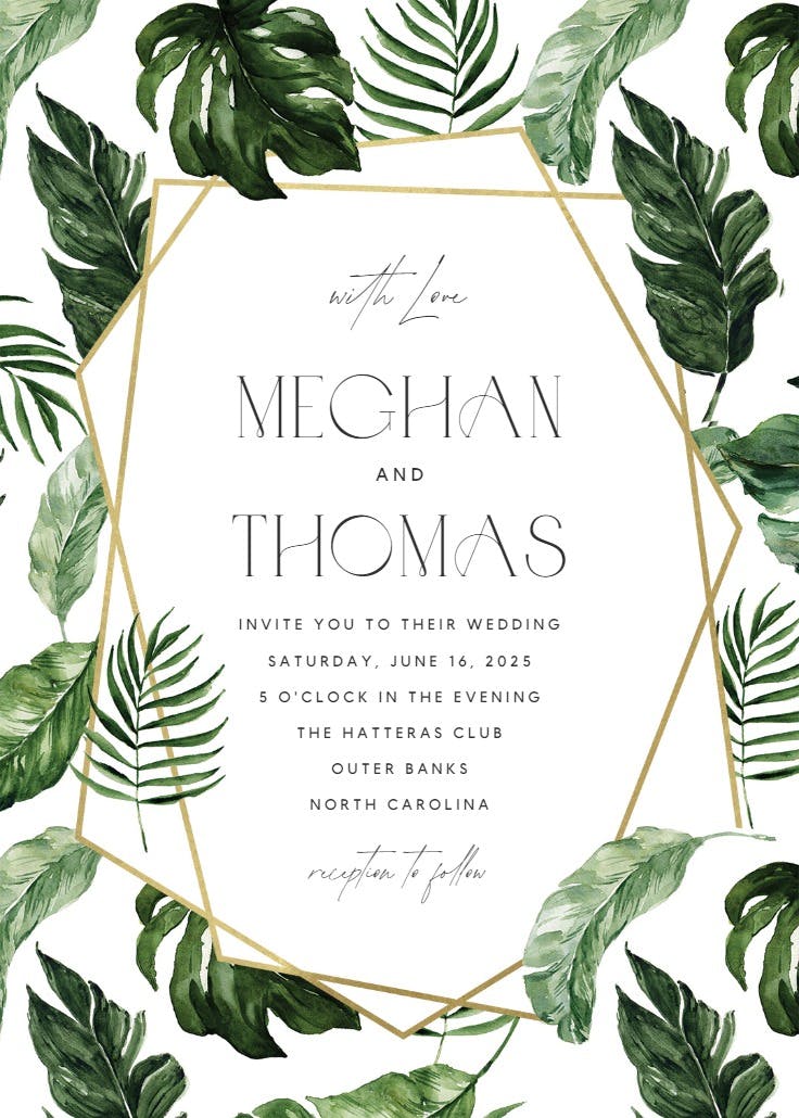 Tropical leaves - wedding invitation