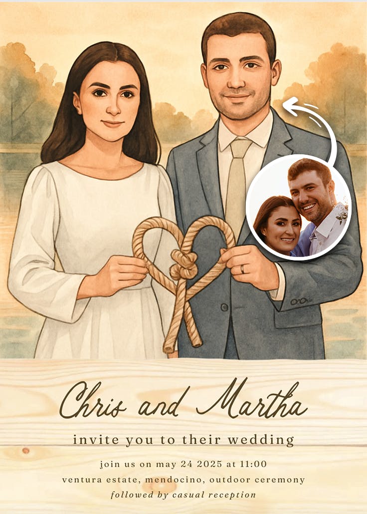 Tying the knot - wedding invitation