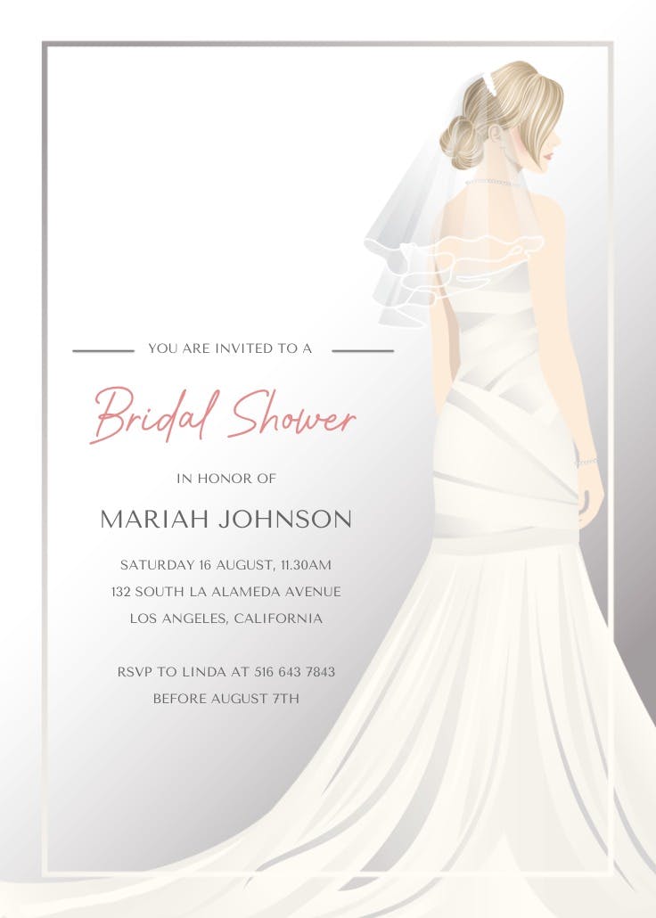 Wedding dress - bridal shower invitation